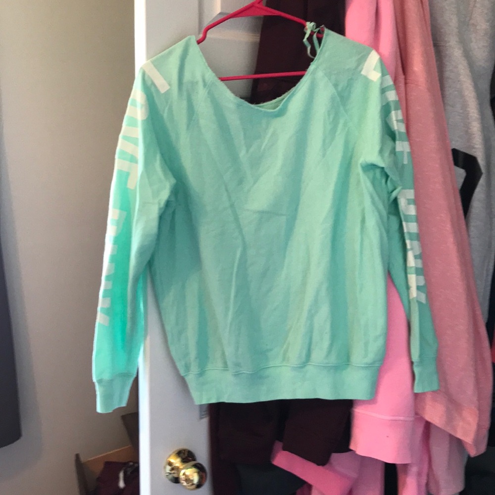 PINK off the shoulder Mint top